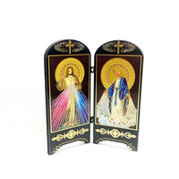 KOMI Ornements religieux en bois de Jésus et de la Vierge Marie, petits objets de table, artisanat catholique en bois fait à la main, cadeaux pour la décoration de la maison