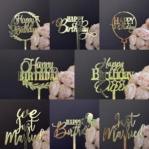 Decorazione per <span class=keywords><strong>Torta</strong></span> Ecologica Moderna in Oro 'Buon Compleanno' per Feste e Matrimoni - Product Image 6