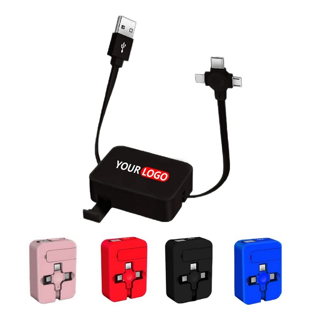 Multi Charging Cable 4 in 1 Multi USB Charger Cable Retractable Universal Multiple USB Charging Cord Adapter with IP/Type C Port