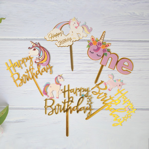 Acrylic Topper Happy Birthday <strong>Cake</strong> Decorations For Baby Shower Mermaid <strong>Unicorn</strong> Party supplies Wedding Dessert <strong>Top</strong> Flag - Product Image 1