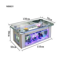 Table basse en verre, métal et plexiglas avec aquarium intégré pour salon