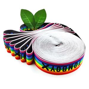 Elastic Band Custom Jacquard Elastic Waistband Spandex/Nylon Rainbow Color Woven <b>Webbing</b> for Home Textile Garment Bags Use - Product Image 3