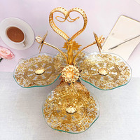 Ramadan Decoratie Dibei Ramadan Decoratie Vierkant Dessert Snack Dienblad Glazen Plaat Gouden Metalen Droog Fruit Dienblad