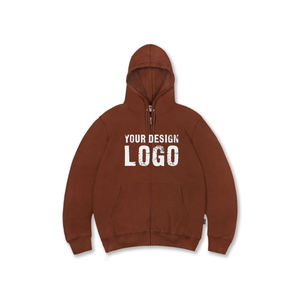 Sweat-shirts pour hommes à capuche, couleur unie, avec cordon de serrage et fermeture éclair, style décontracté et sportif, coupe ample, pour la vente en gros - Product Image 1