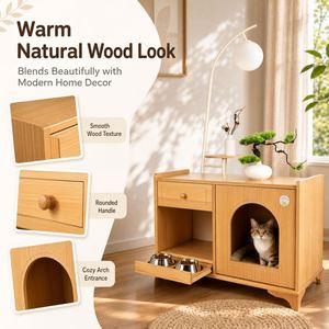 Table d'appoint en bois pour chat, meuble de rangement multifonctionnel pour humains et animaux, table de chevet pour animaux - Product Image 1