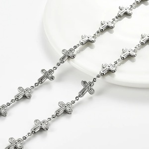 Pendentif croix creuse 8 mm en acier inoxydable, collier chaîne à maillons, bracelet unisexe pour anniversaire religieux, fabrication de bijoux DIY personnalisée - Product Image 3