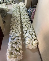 IFG Wholesale, Chemin de table en soie 3D de 3 m avec roses blanches pour mariage, Halloween, Noël et décorations de table pour la fête des mères
