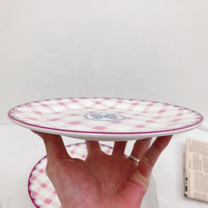 Korean Ins Small Fresh Creative Ceramic Western Plate Plaid Bow Thick Plate Cake Dessert Breakfast Plate - Product Image 6