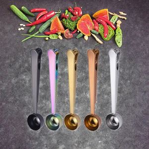 Cuillère doseuse moderne en acier inoxydable 430 de 15 ml pour haricots et sucre en poudre avec pince à sac et miroir – Gadgets de cuisine en gros - Product Image 4