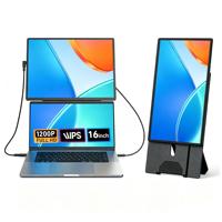 Nouvel Écran Portable Tendance N2 de 16 Pouces pour Ordinateur Portable, Moniteur IPS FHD 1200P avec Support Rotatif à 360° Détachable, Plug-and-Play pour Tablette