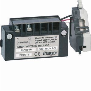 Dispositivo di protezione da sottotensione Hager HXA055H 380-450V AC per interruttori automatici H3 e H3+ - Product Image 1