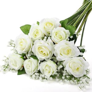 Ramo de Rosas Artificiales de Seda Decorativas para Bodas, Hechas a Mano, con Tacto Real, Modernas, para Graduación, Navidad, Regreso a Clases, Venta al Por Mayor - Product Image 1