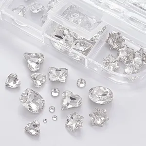 1 Caja de Diamantes de Imitación 3D Transparentes para Decoración de Uñas, 12 Formas Variadas: Ovaladas, Mariposa, Corazón, Flor, Redondas, para Manualidades y Decoración de Uñas - Product Image 2
