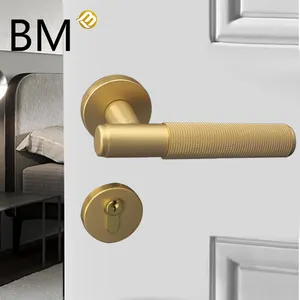 木製ドアレバーハンドル用プライバシーバスルームベッドルーム刻み付き機能ドアハンドル