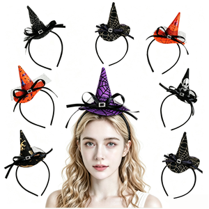 Diadema de Halloween con Mini Sombrero de Bruja Puntiagudo y Telaraña Negra, Accesorios para el Cabello para Mujeres, Disfraces y Celebraciones Festivas - Product Image 1