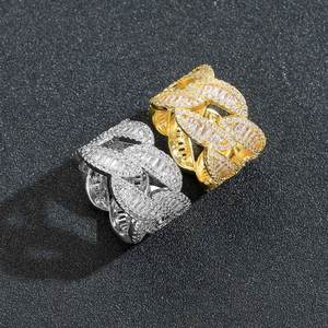 แหวนคิวบาทรงฮิปฮอปสไตล์ยุโรปอเมริกันพร้อมแหวนเพชรสวิสสำหรับผู้ชาย - Product Image 4