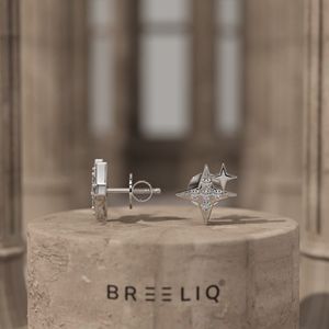 Pendientes de Diamantes North Star, Elegantes, con Incrustaciones de Diamantes, Corte Redondo Brillante, Oro Blanco de 14K - Product Image 3