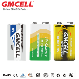 Wholesale Blister Card 9V Alkaline <b>Battery</b> 6LR61 Rectangular Zinc Carbon 6F22 9V USB Rechargeable <b>Battery</b> for walkie-talkie - Product Image 3