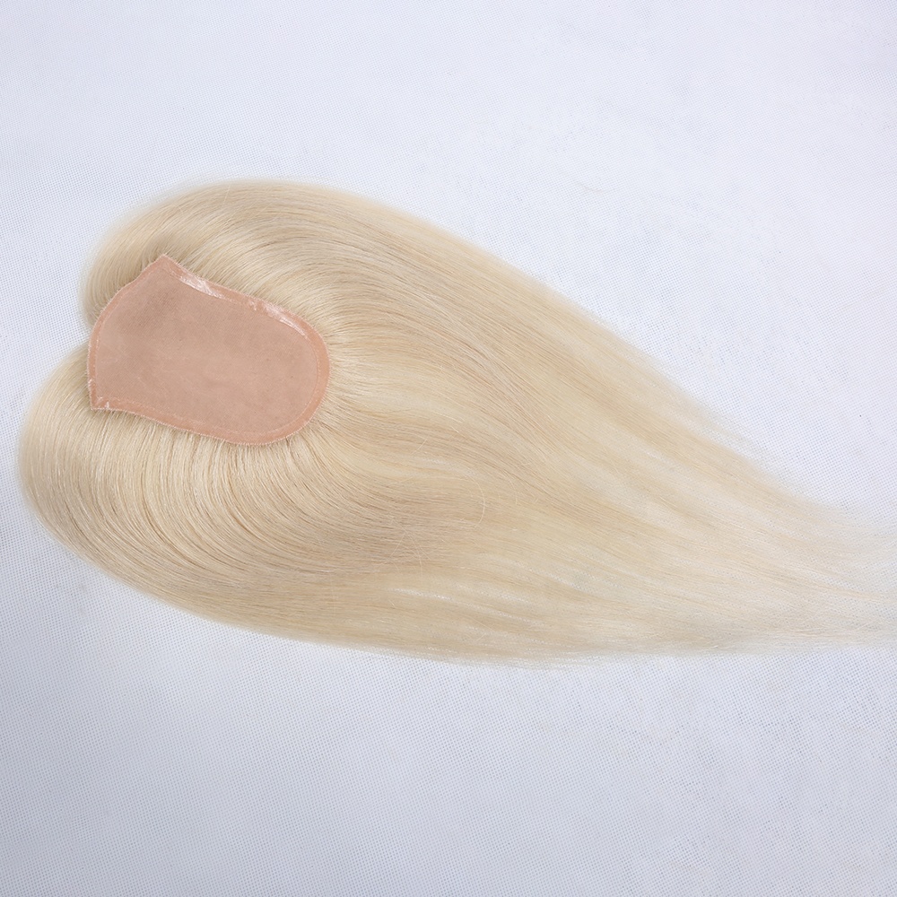 Human Hair Toppers Ice Blonde White Color Remy Hair Topper for White 12a Grade Cuticle Aligned Virgin Brazilian Women Silk Base