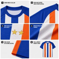 Camiseta de Fútbol Clásica con Rayas Verticales, Diseño Inspirado en España, para Uso Diario en la Calle, OEM Personalizado, MOQ Bajo