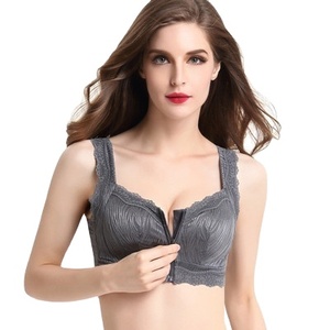 Sujetador con hebilla frontal y cremallera para mujer, ropa interior femenina de encaje de talla grande, <span class=keywords><strong>posavasos</strong></span> de algodón para dormir, sin anillo de acero, 1755 - Product Image 1