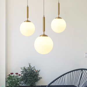 Suspension LED moderne en <span class=keywords><strong>verre</strong></span> <span class=keywords><strong>Laiton</strong></span> Noir Boule de Lait Lustres Éclairage pour Chambre à coucher Salle à manger Escalier Plafond Suspension Lampe Lustres - Product Image 3