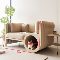 Maison pour chat moderne en bois-plastique imperméable, design niche d'arbre, lit luxueux et confortable, fermeture éclair, usage intérieur, fabriqué en Chine