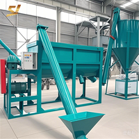 Ligne de production de mortier sec simple avec élévateur à vis, mélangeur principal horizontal, élévateur secondaire, silo de finition et machine d'emballage