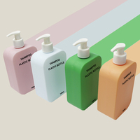 Flacon Pompe Carré Vide Personnalisé de 420 ml en Plastique PEHD Mat Doux au Toucher pour Savon, Shampooing, Gel Douche, Cosmétique et Lait Corporel