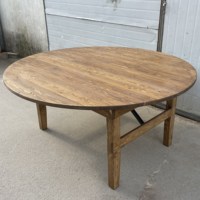 Table de salle à manger ronde moderne en bois massif pour l'extérieur, vente en gros d'usine, pour mariages et événements, plus de 10 places, réglable
