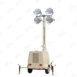 Remolque industrial Tipo 9M lámpara de haluro de metal 4*1000W torre de luz de estadio montada en vehículo