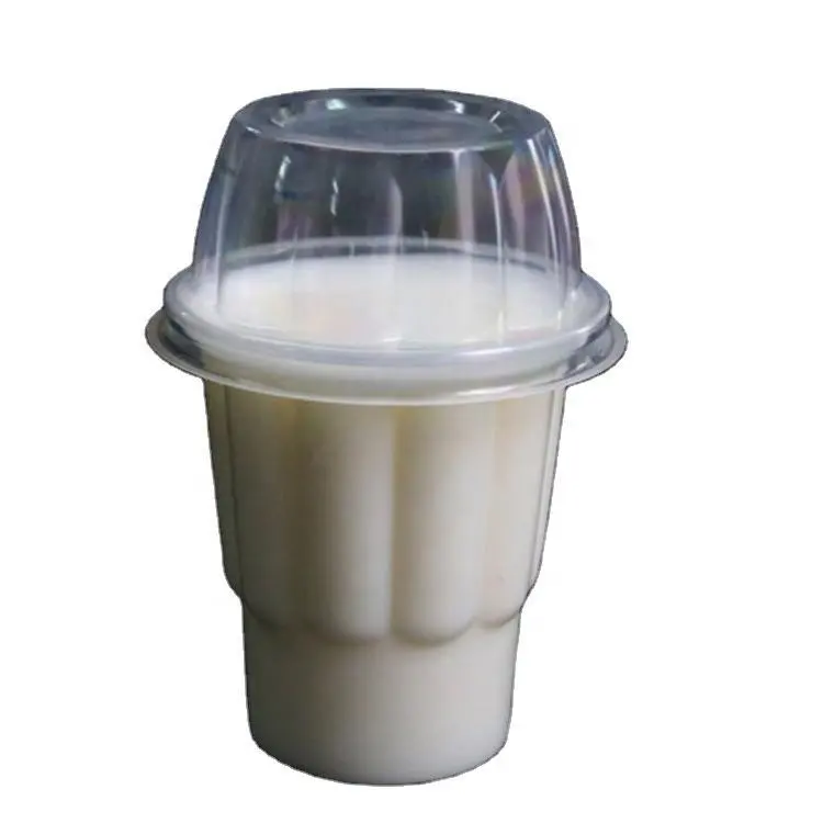 Kubbe kapaklı PTPACK sundae plastik bardaklar 8oz dondurma bardak süt sallamak bardak