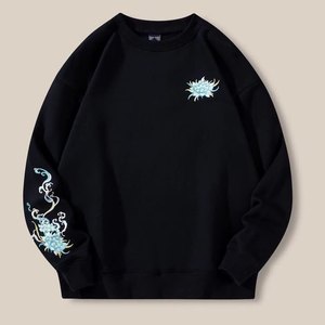 Suéter de nuevo estilo, abrigo de felpa para hombre, China-Chic Kirin bordado, Top de algodón suelto, marca de moda, suéter grande de cuello redondo para hombre - Product Image 2