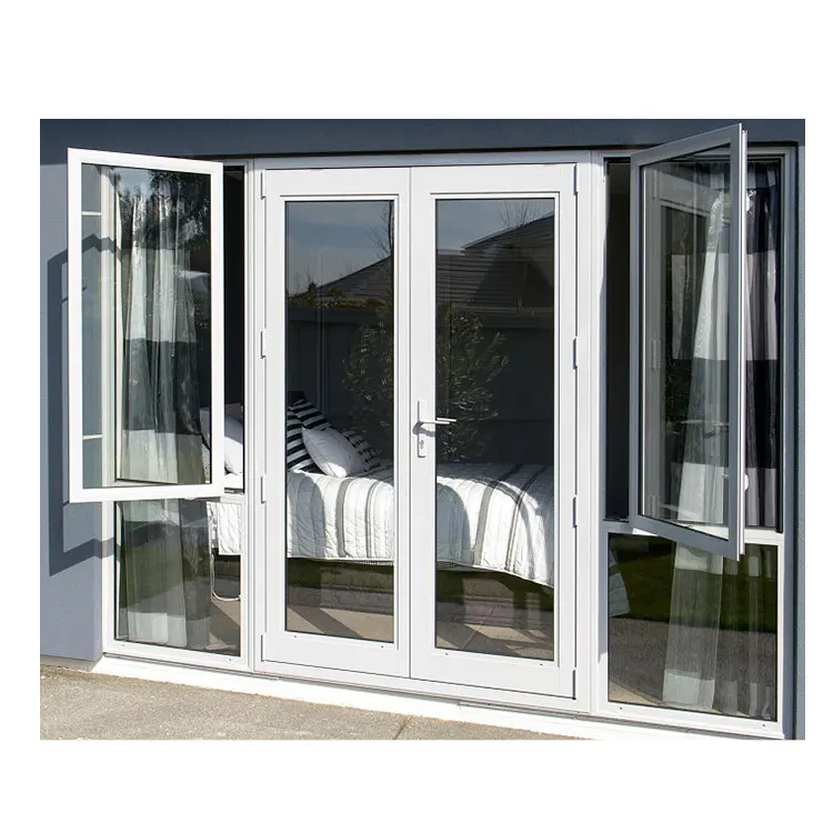 High strength casement doors and windows with insulated aluminum double-layer glass for residential use