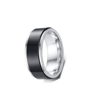 Matte Polierte Hochwertige Einfache Klassische Schwarz Beschichtete Breite Blanko-Ringe Günstige Großhandels-Edelstahl-Spinner-Ringe Trendige Alltagsringe