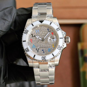 Montre décontractée pour femme avec bracelet en platine de luxe, affichage du cadran en moissanite, étanche, bracelet en cuir blanc or numérique - Product Image 1