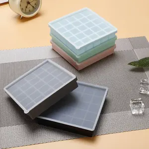 Grosir kotak es silikon cetakan es batu silikon grade makanan dengan tutup