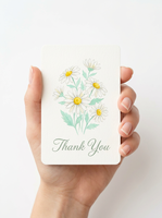 Tarjetas de Agradecimiento con Diseño de Margaritas en Acuarela Impresas Personalizadas con Sobres |   Tarjetas de Felicitación Florales al por Mayor |   Tarjetas de Regalo de Papel Ecológicas