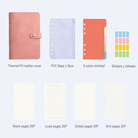 Carnet de notes A6 en cuir PU mignon, classeur rechargeable, couleur Blush