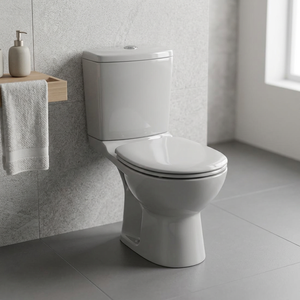 Aqua Two Piece Floor Mounted Toilet for French Market White Ceramic Dual-Flush 5 Year Warranty with P <b>Trap</b> S <b>Trap</b> Options - Product Image 2