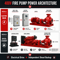 Ensemble de pompes à incendie verticales multi-étages conformes à la norme NFPA20, pompe centrifuge à double alimentation rouge pour l'approvisionnement en eau industriel