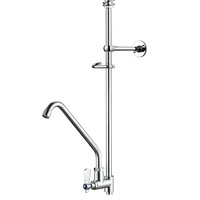 Keran Dapur Komersial Pre Rinse Spray, Pemasangan di Dek, 4-Inci, Kuningan, Kartrid Keramik, Nozzle Putar, Keran Mixer Restoran