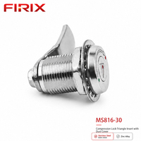 Loquet de compression antivol en acier inoxydable MS816-30 avec clé et entraînement triangulaire, étanche à la poussière |   Serrure à came étanche IP65