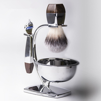 Kit de Rasage Homme de Luxe du Fabricant : Rasoir 5 Lames, Pinceaux de Rasage à Poils Synthétiques, Support Métallique, Bol à Rasage, Soin de la Barbe