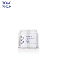 Emballage cosmétique sans air 15ml 30ml 50ml, pot à crème pompe sans air en acrylique blanc et bleu personnalisé, pot pompe sans air pour crème contour des yeux et sérum