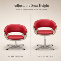 Fauteuil de réception en cuir rouge, pivotant, avec accoudoirs, hauteur réglable, dossier incurvé, base en métal, pour hall d'hôtel, salle de réunion
