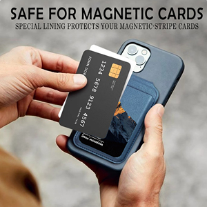 กระเป๋าใส่บัตรแบบพกพา ทำจากหนัง PU พร้อมแม่เหล็ก ติดวงแหวนโลหะ ป้องกัน RFID ใช้เป็นขาตั้งโทรศัพท์มือถือได้ - Product Image 2