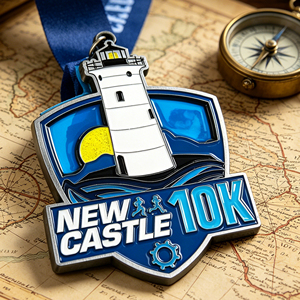 Medalla Personalizada de Aleación de Zinc Chapada en Oro - Diseño 3D de Faro, Medalla para Carrera de 10K, Chapada y Duradera - Product Image 6