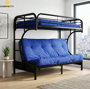 Ensemble de meubles <span class=keywords><strong>pour</strong></span> dortoir scolaire, petit appartement, chambre d'hôtel : <span class=keywords><strong>Lit</strong></span> superposé en métal noir, canapé-<span class=keywords><strong>lit</strong></span> moderne pliable - Product Image 1