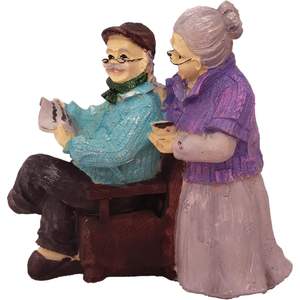 Anniversaire De Mariage Saint Valentin Cadeau pour <span class=keywords><strong>Maman</strong></span> Grandmas Vieux Couple Marié Figurine Peint À La Main Résine Artisanat pour La Maison - Product Image 2